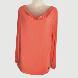 Carve Designs Top Womens Shirt‎ Pink Small Drapeneck Organic Cotton Long Sleeve